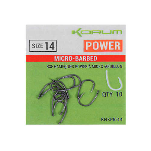 Korum Xpert Power Micro Barbed Hooks - Size 6