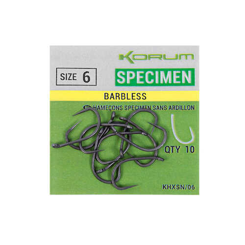 Korum Xpert Specimen Barbless Hooks - Size 6