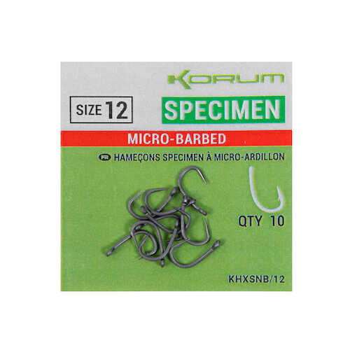 Korum Xpert Specimen Micro Barbed Hooks - Size 8