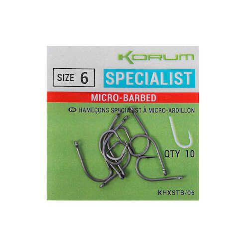 Korum Xpert Specialist Micro Barbed Hooks - Size 6